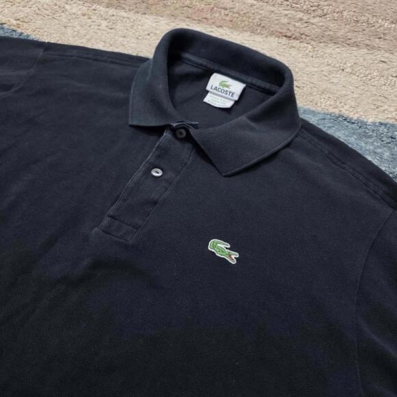 Lacoste Polo Shirt Men Sz 6 Black Short Sleeve Cotton Classic Made In Peru - Picture 1 of 7
